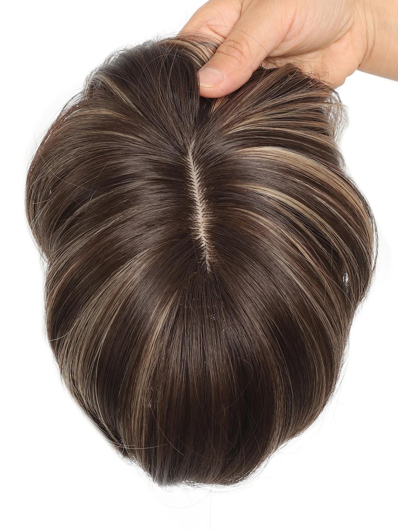 Grey Ash Blonde Topper Hair Piece With Feathered Bangs Clip-In Grey Ash Blonde Topper Hair Piece With Feathered Bangs Clip-In