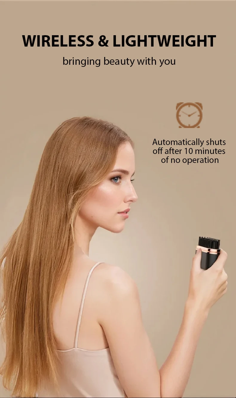 Portable Mini Hair Straightener Brush Rechargeable