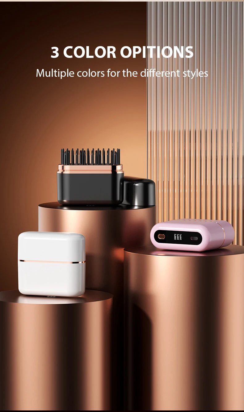 Portable Mini Hair Straightener Brush Rechargeable