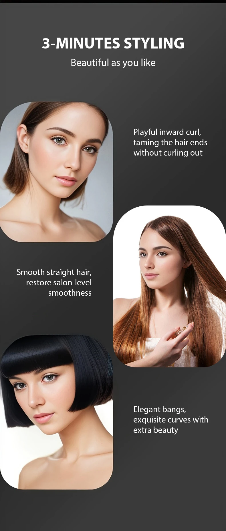 Portable Mini Hair Straightener Brush Rechargeable