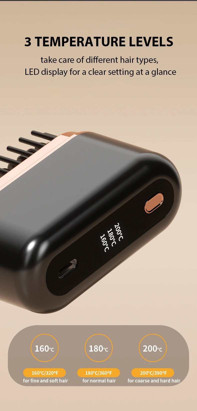 Portable Mini Hair Straightener Brush Rechargeable